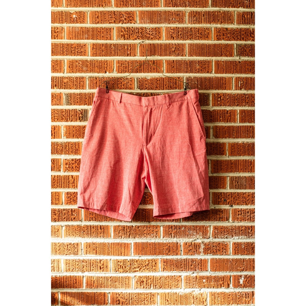 Walter Hagen Mens Golf Shorts 36 Salmon Peach Pink Heather Stretch Flat Front